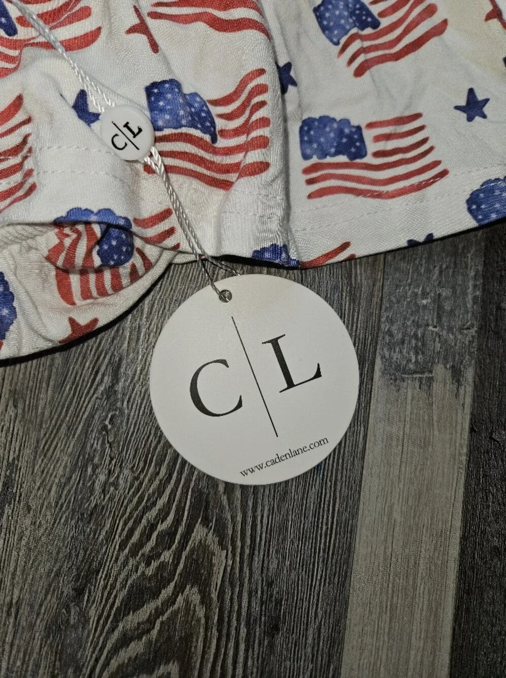 Caden Lane NEW 6-12 Months American Flag Smocked Dress Bamboo